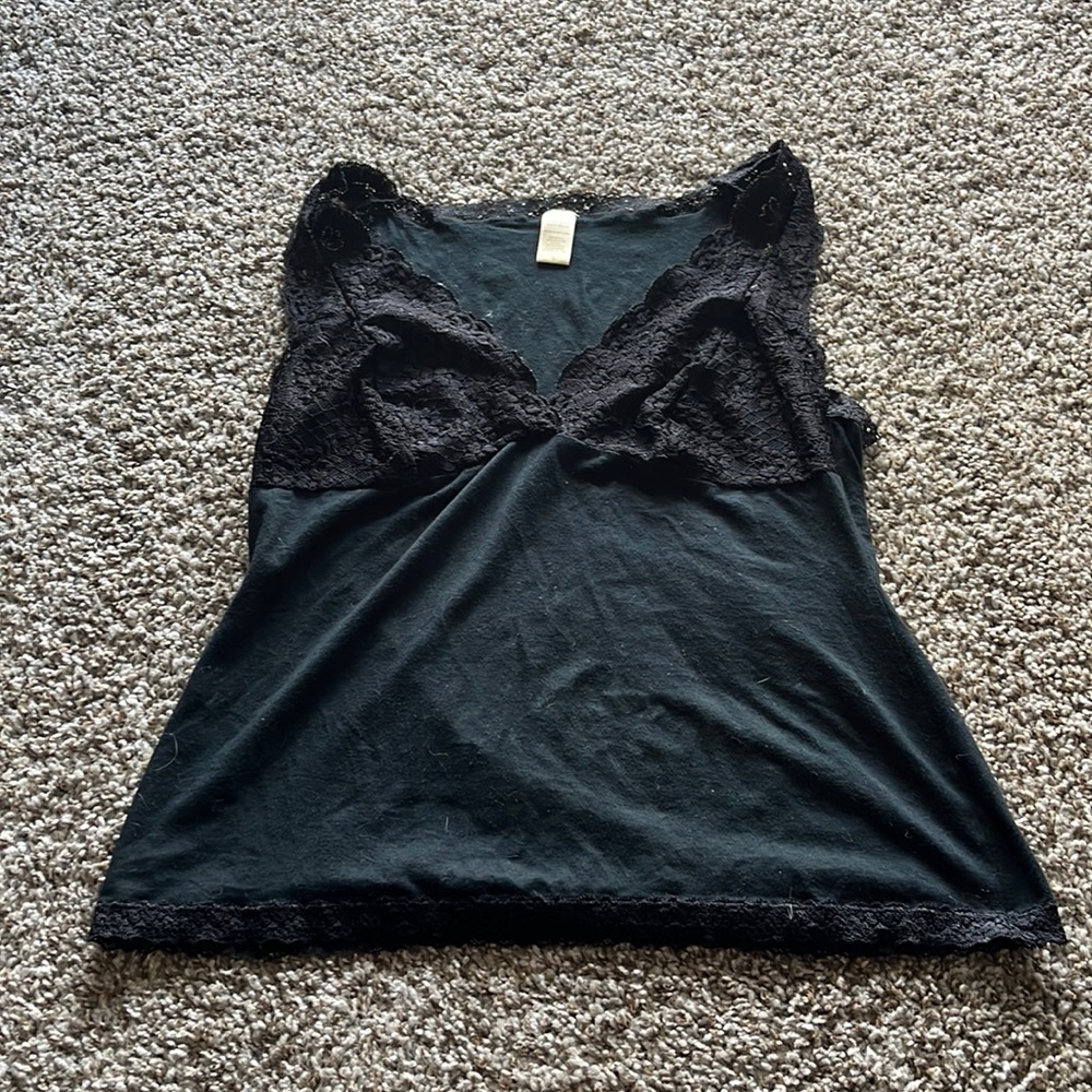Large Banana Republic Black Tank Top with Lace Bra Section